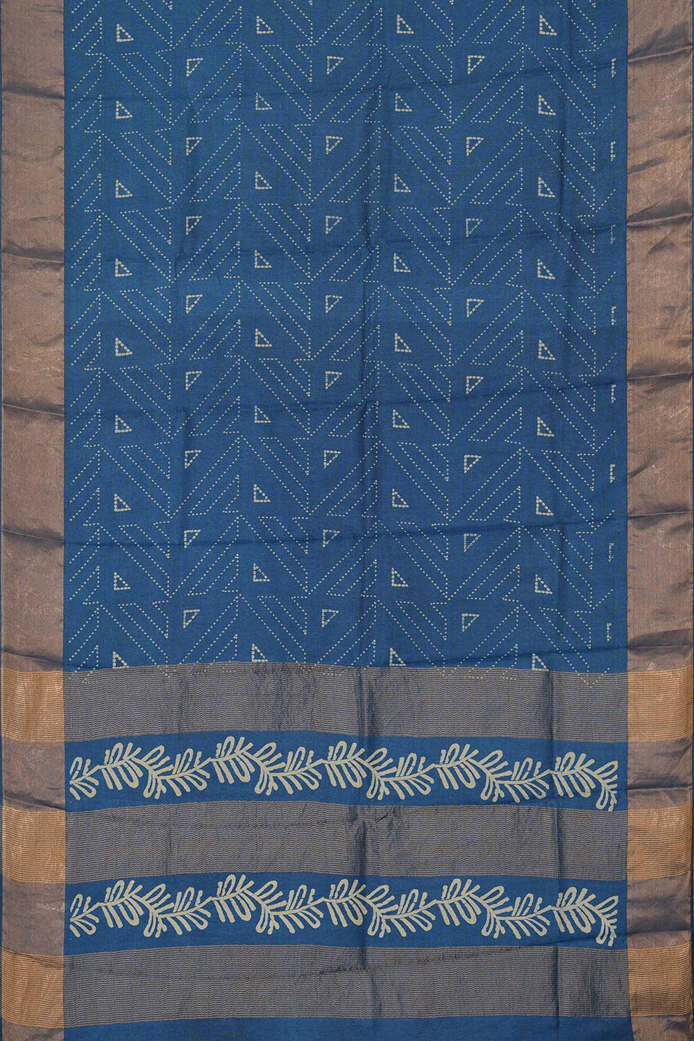 Printed Tussar Silk Dark Blue Saree