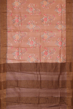 Image of Printed Tussar Silk Dull Peach Saree