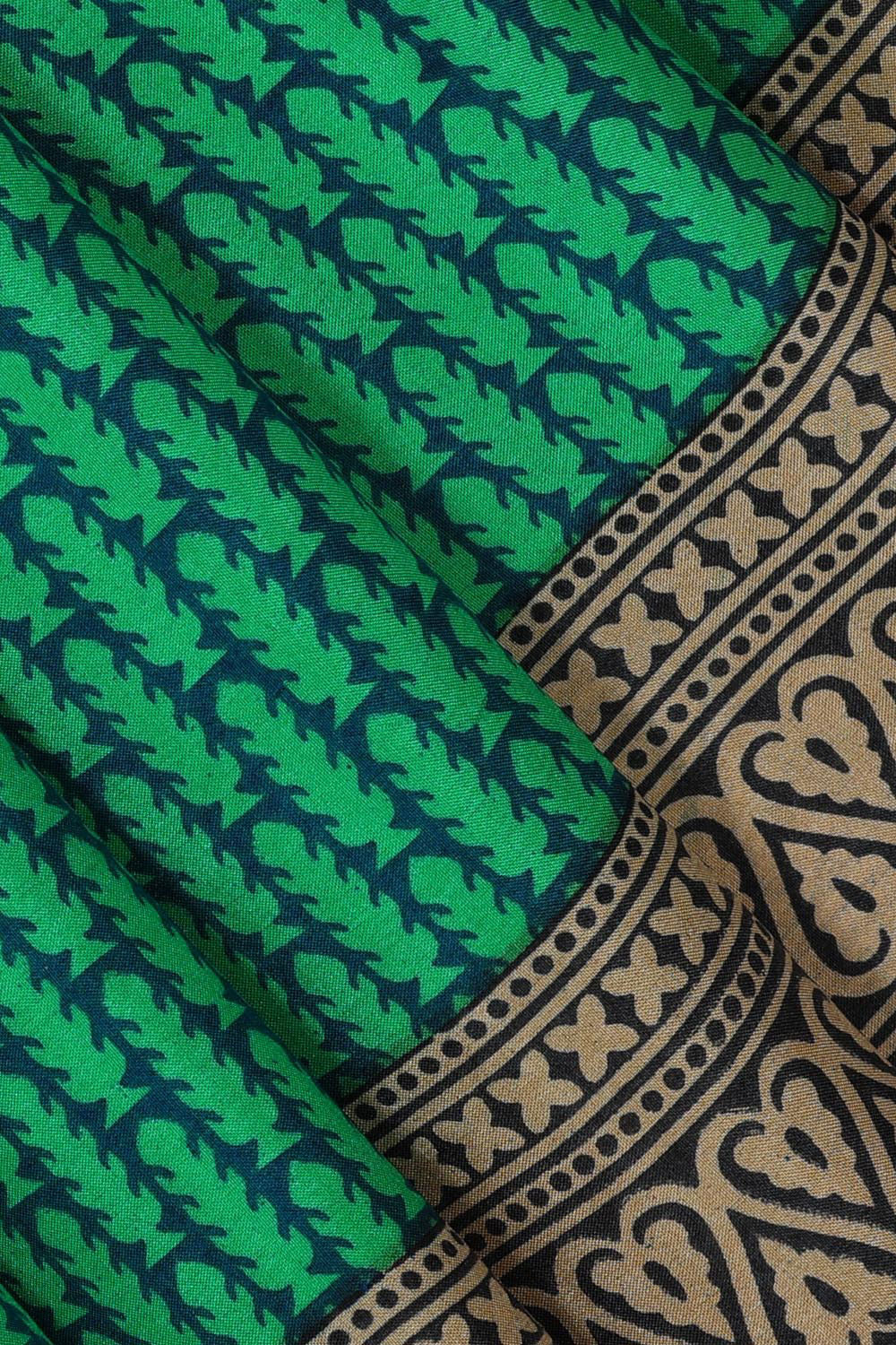 Printed Fresh Green Crepe Saree