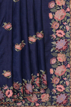 Collection of Tussar Silk Navy Blue Saree in a gallery layout