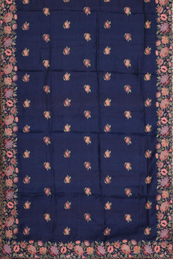 Collection of Tussar Silk Navy Blue Saree in a gallery layout