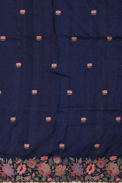 Collection of Tussar Silk Navy Blue Saree in a gallery layout