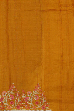 Image of Tussar Silk Mustard Yellow Saree