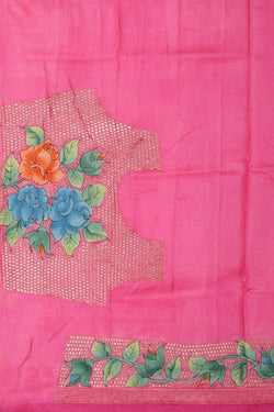 Collection of Tussar Silk Rose Pink Saree in a gallery layout