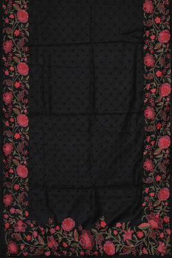 Image of Embroidered Tussar Silk Black Saree