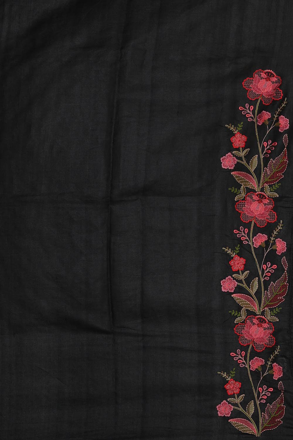 Image of Embroidered Tussar Silk Black Saree