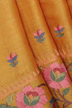 Collection of Tussar Silk Mustard Yellow Saree in a gallery layout