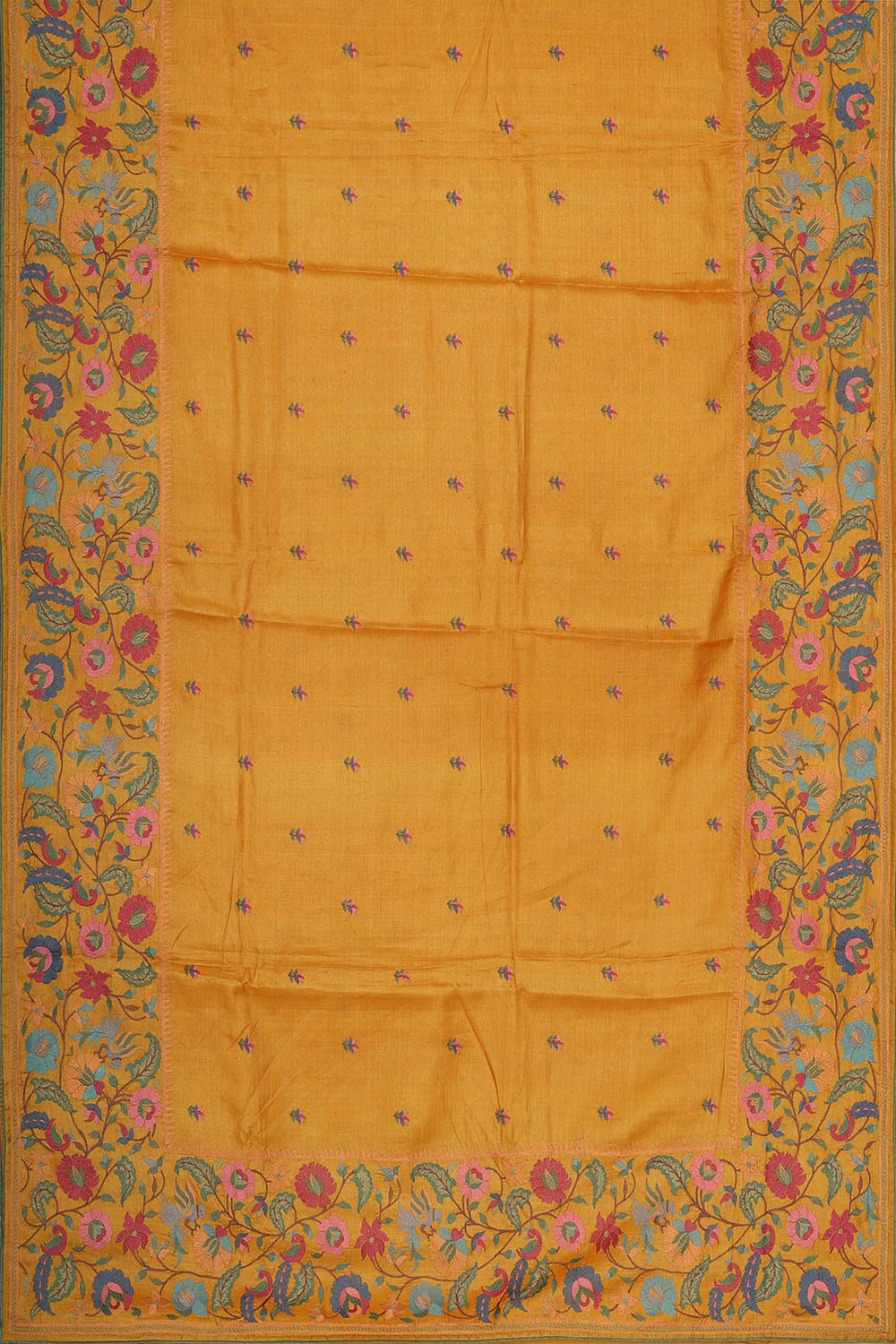 Collection of Tussar Silk Mustard Yellow Saree in a gallery layout