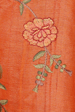 Collection of Tussar Silk Orange Saree in a gallery layout