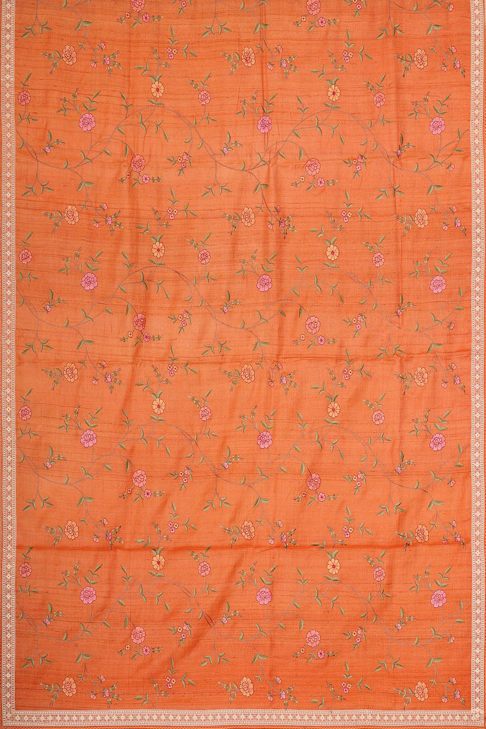 Collection of Tussar Silk Orange Saree in a gallery layout