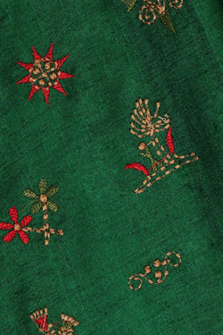 Image of Tussar Silk Dark Green Saree