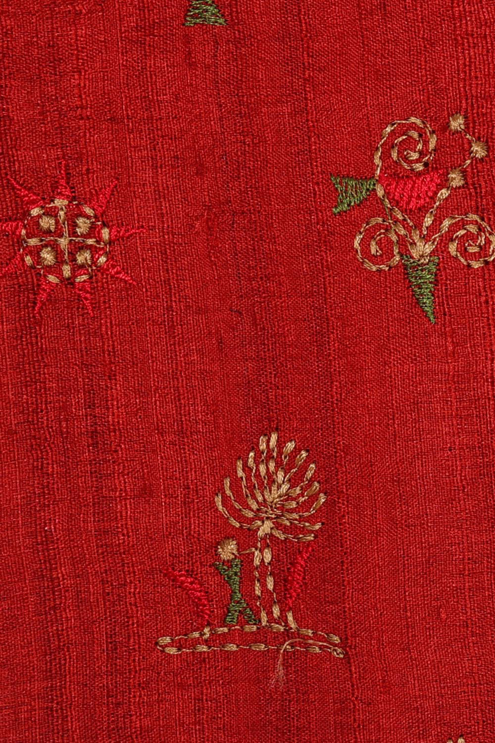 Tussar Silk Red Saree