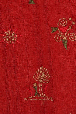 Image of Tussar Silk Red Saree