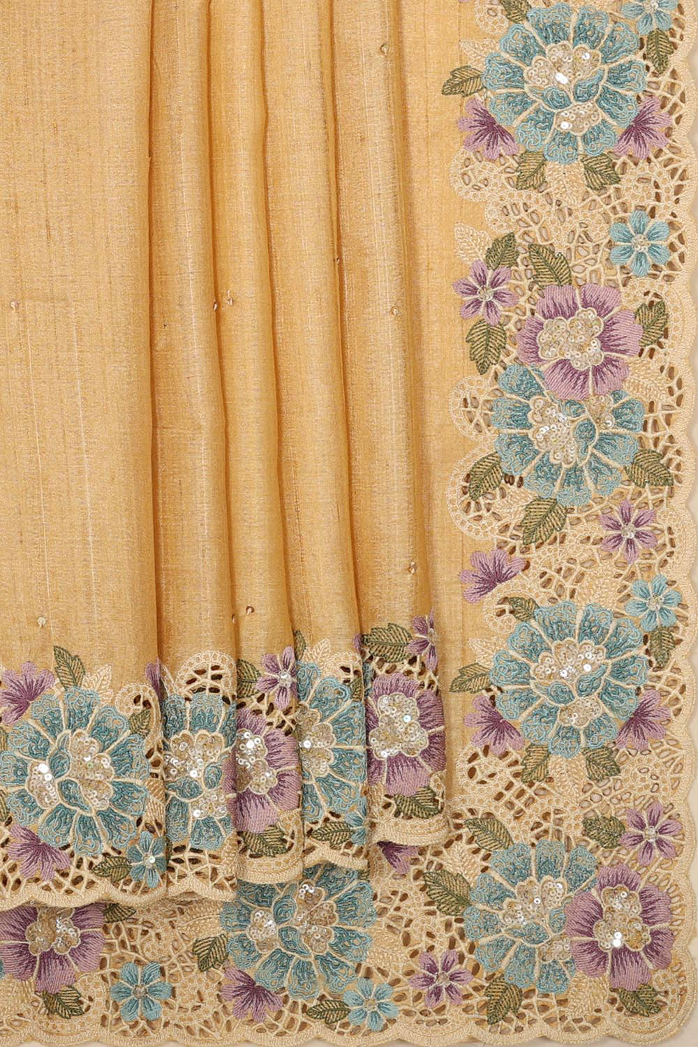 Collection of Tussar Silk Dark Cream Saree in a gallery layout