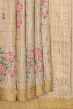 Collection of Tussar Silk Cream Saree in a gallery layout