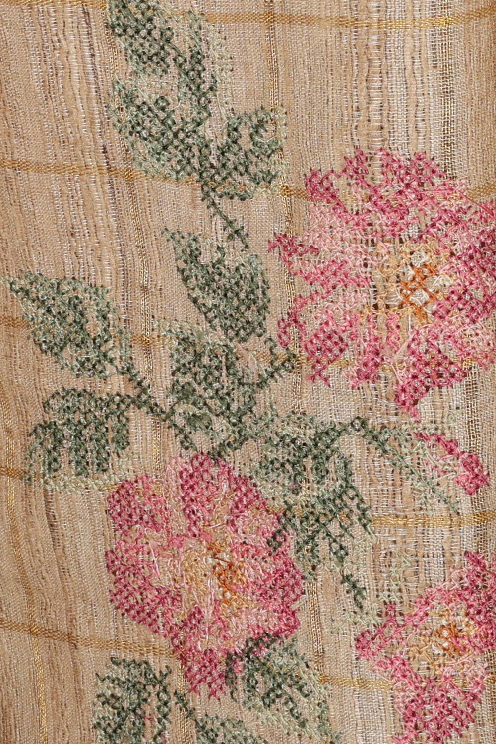 Image of Tussar Silk Cream Saree