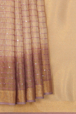 Image of Linen Tissue Golden Cream Saree