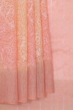 Image of Linen Jute Light Peach Saree