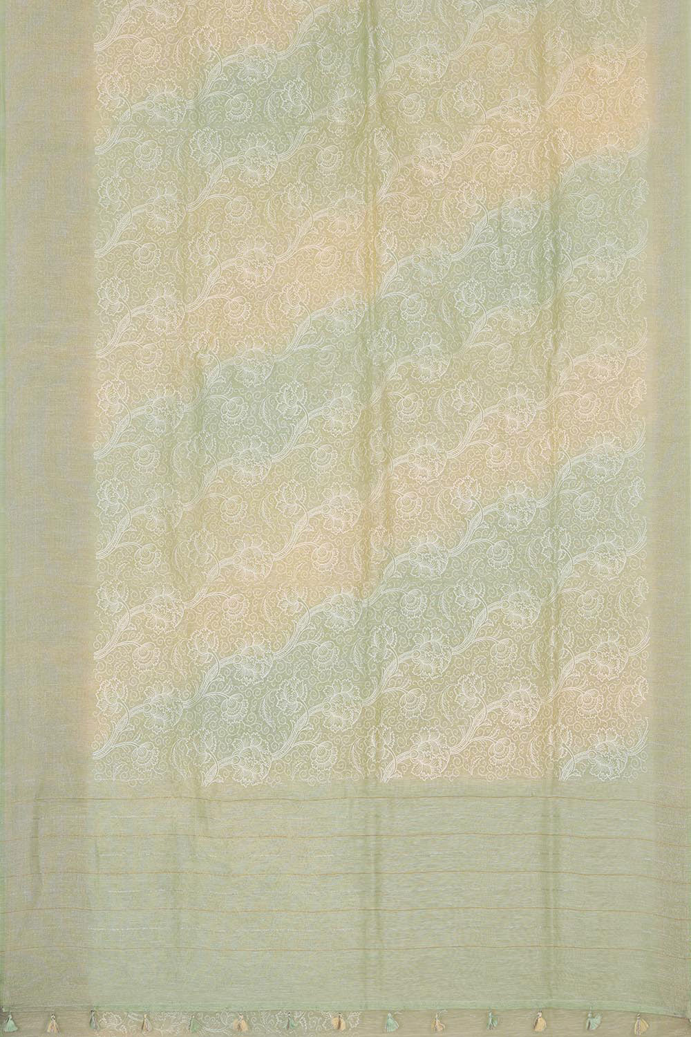 Image of Linen Jute Light Pista Green Saree