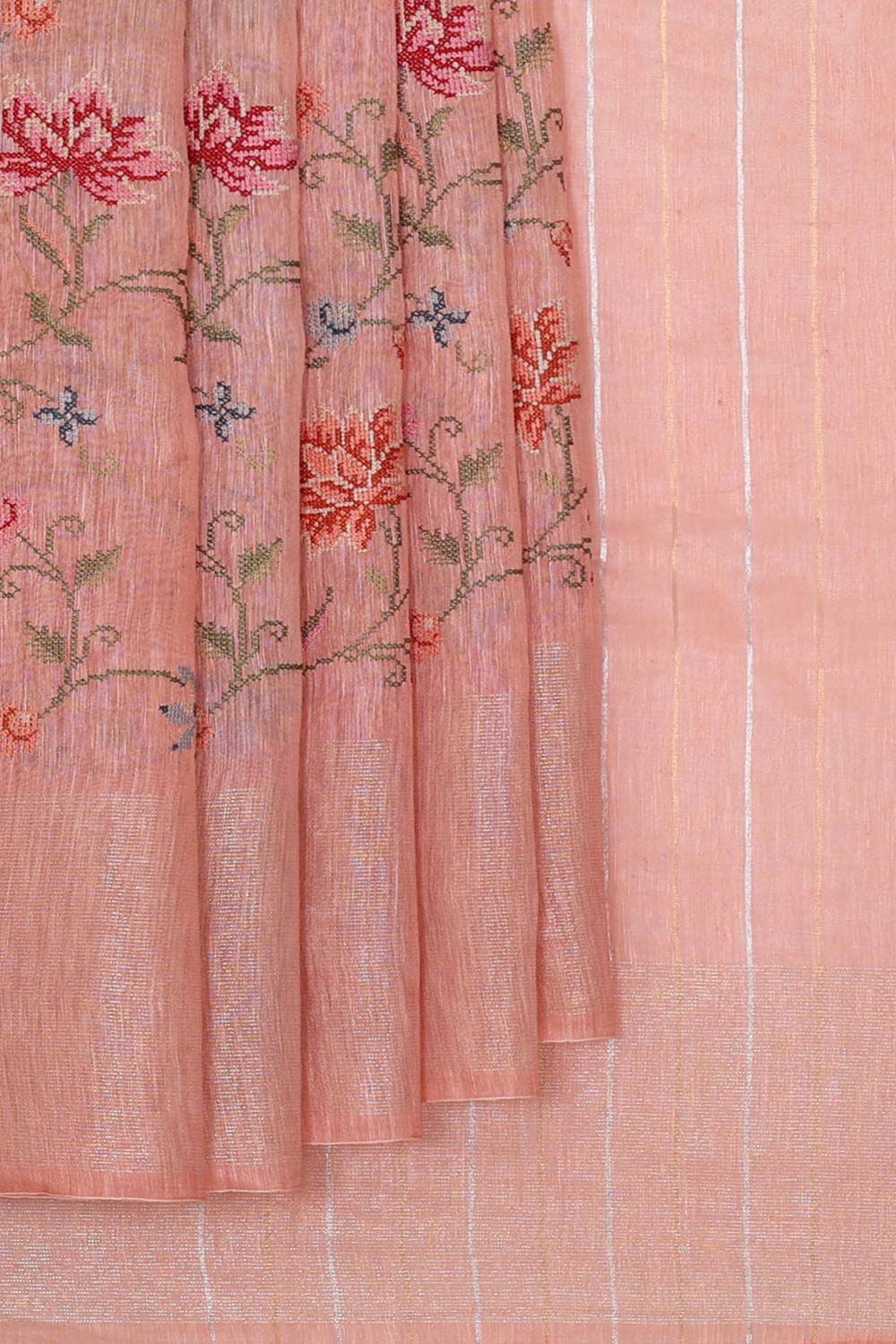 Linen Jute Light Onion Pink Saree