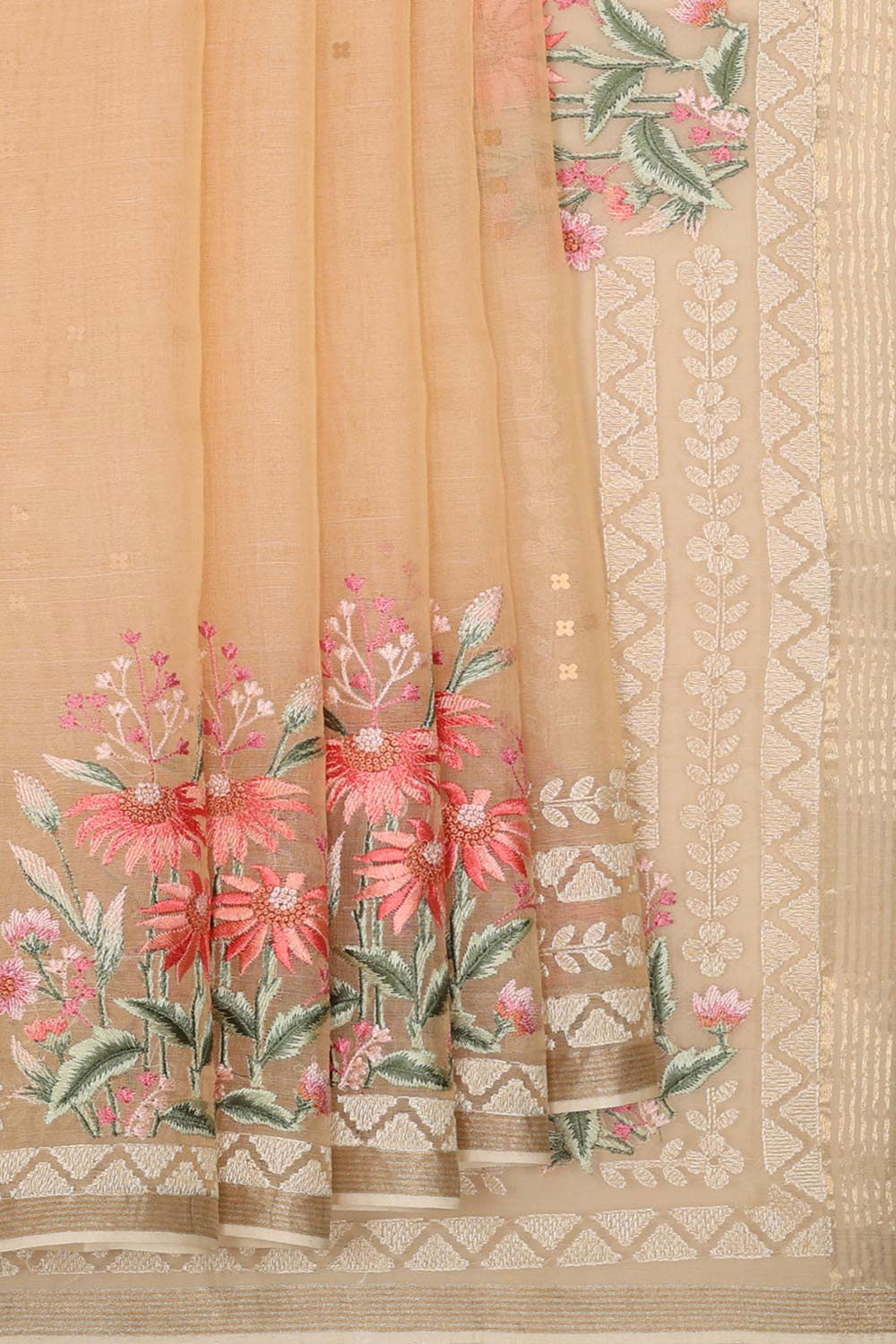 Collection of Organza Light Peach Saree in a gallery layout