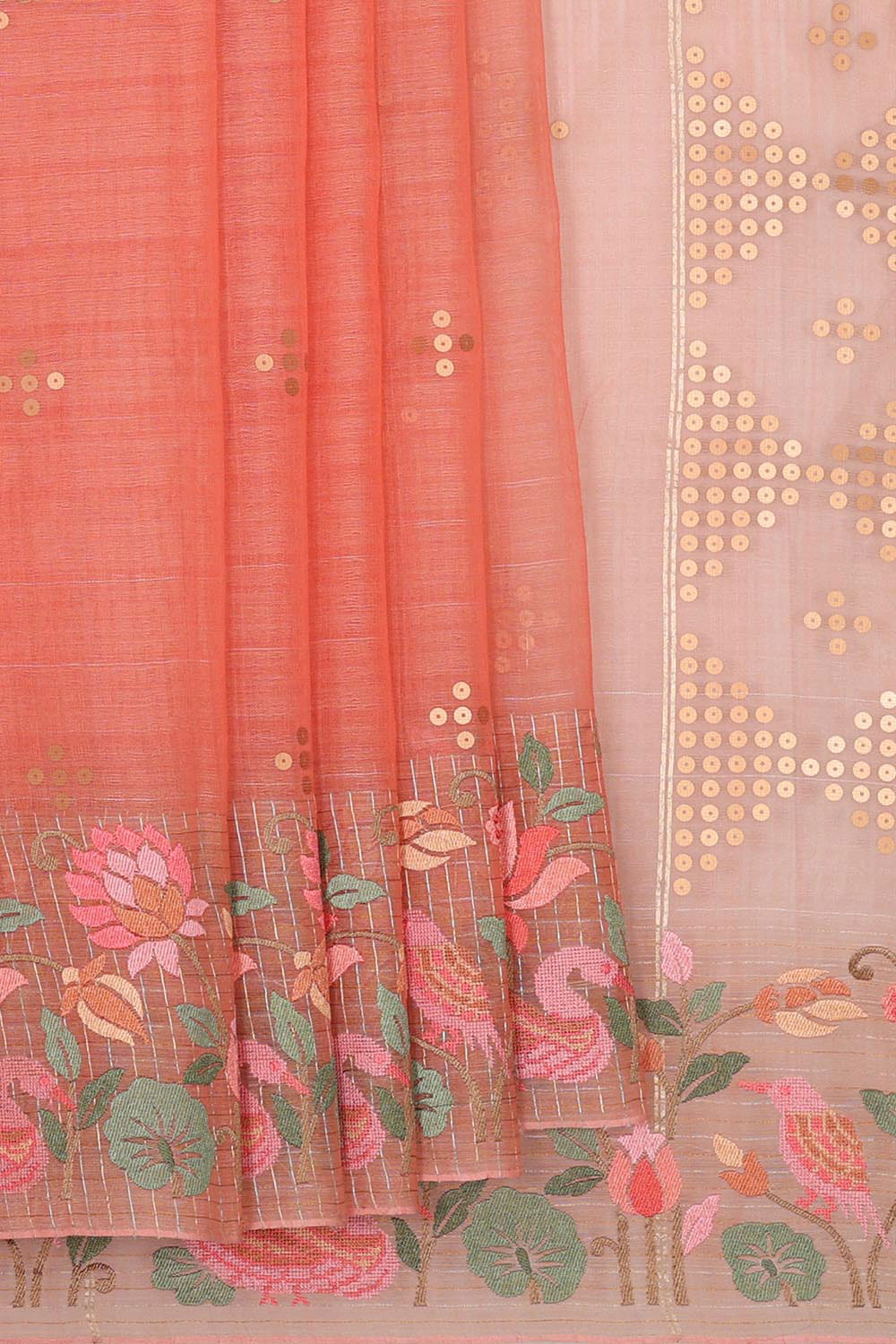 Collection of Organza Peach Saree in a gallery layout