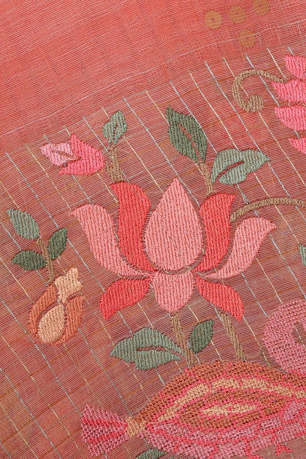 Collection of Organza Peach Saree in a gallery layout