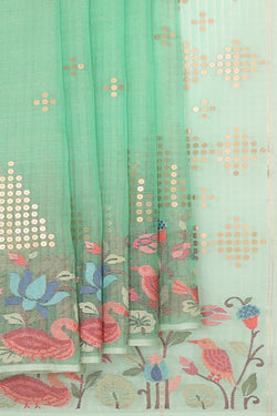 Collection of Organza Sea Green Saree in a gallery layout