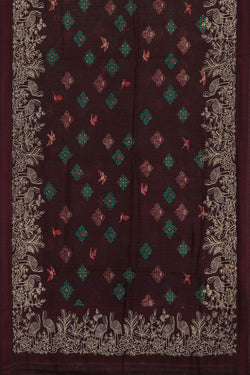 Image of Tussar Silk Deep Wine Saree