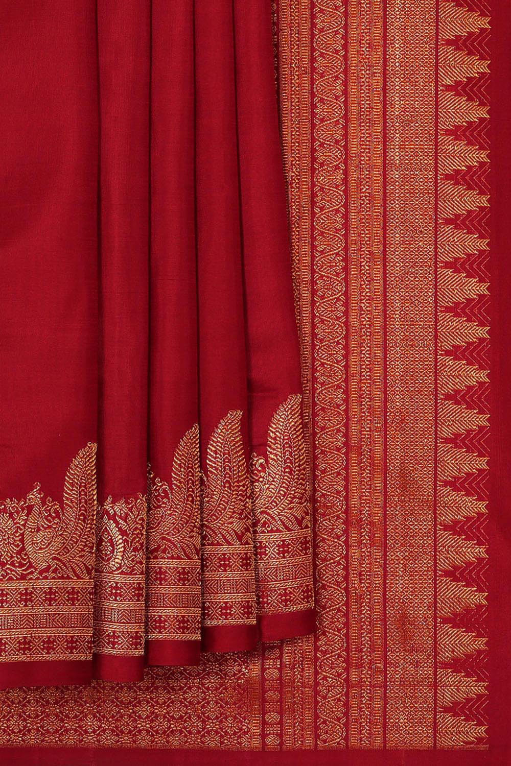 Collection of Kanchipattu Red Brocade Saree in a gallery layout