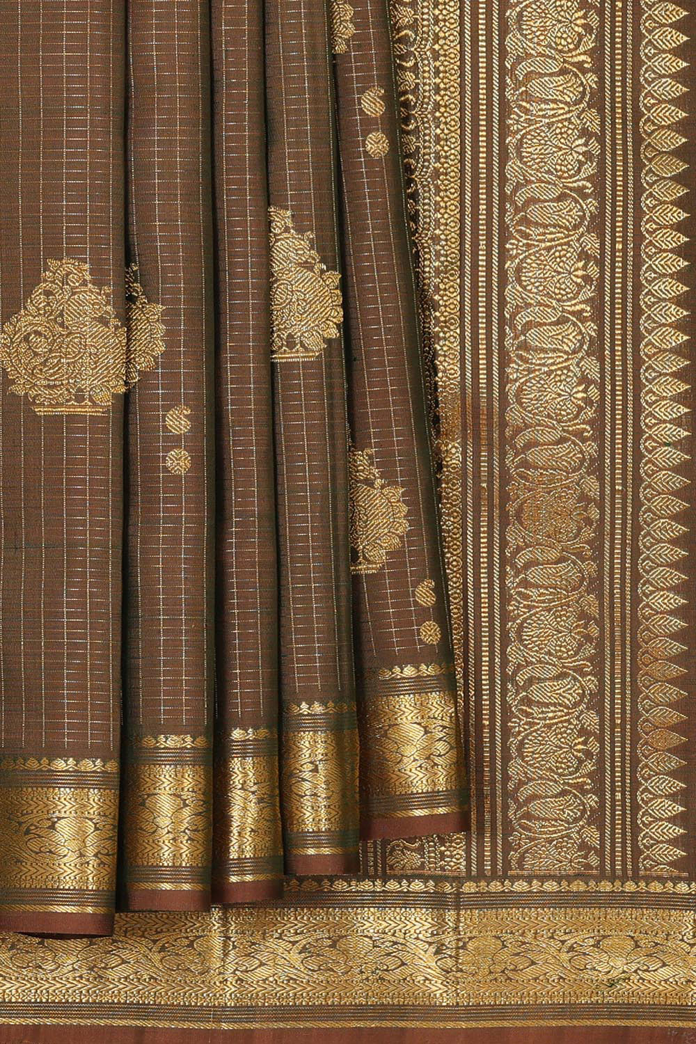 Kanchipattu Brown Brocade Saree