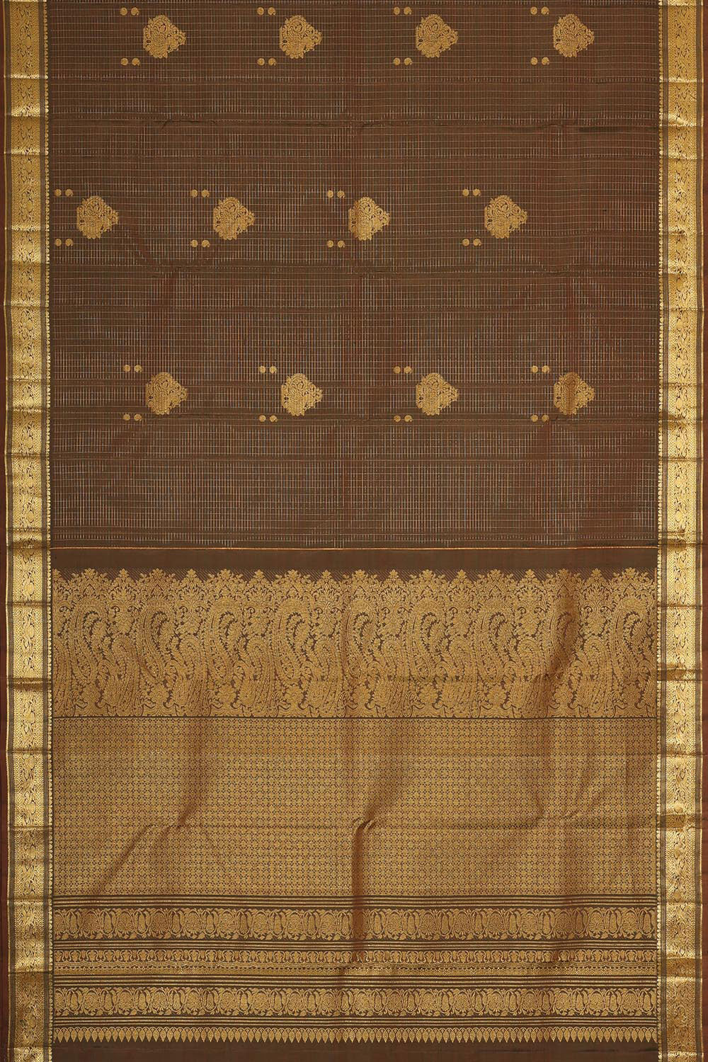 Collection of Kanchipattu Brown Brocade Saree in a gallery layout