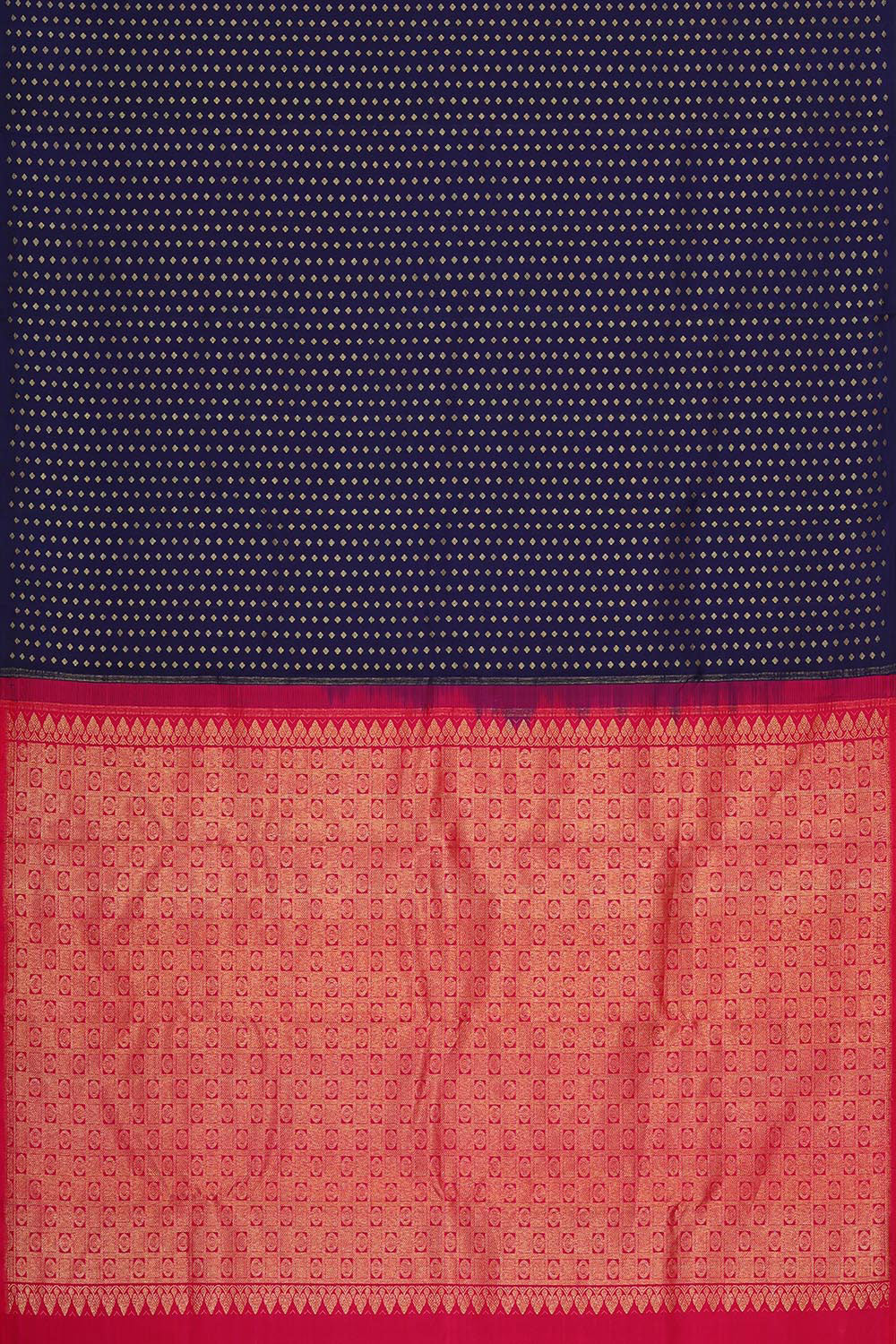 Image of Kanchipattu Navy Blue Brocade Saree