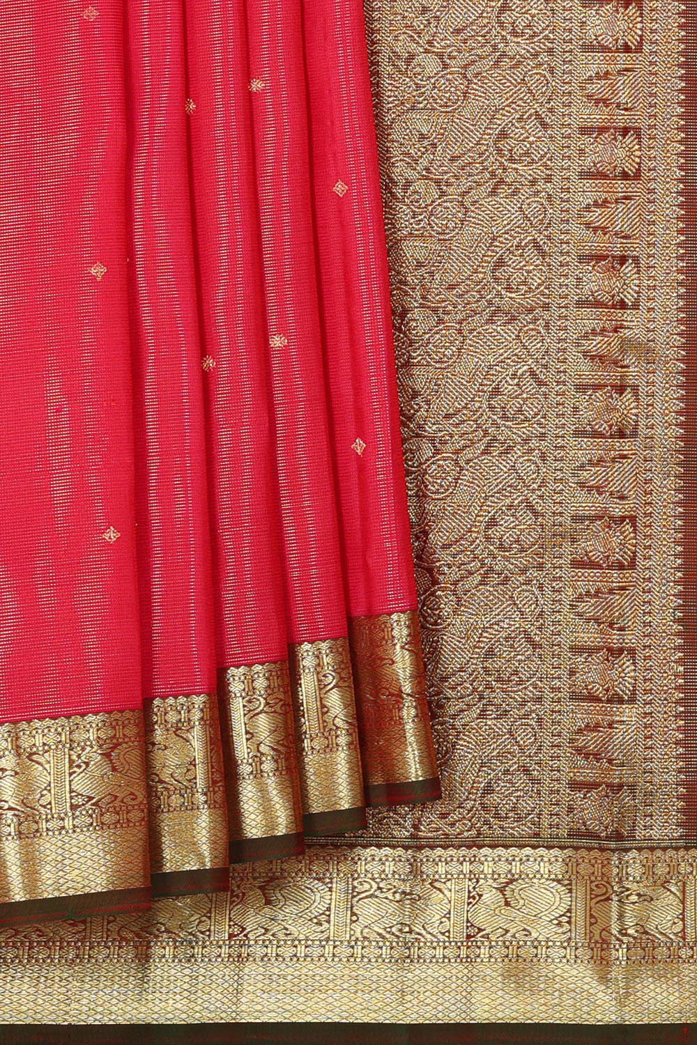 Collection of Kanchipattu Reddish Pink Brocade Saree in a gallery layout