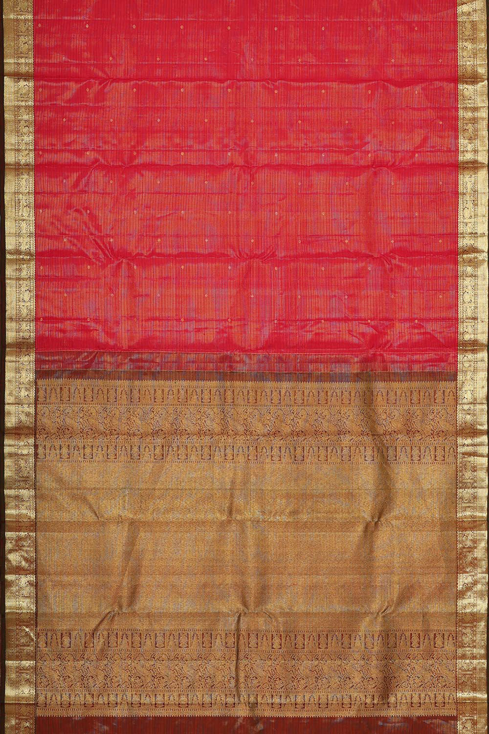 Collection of Kanchipattu Reddish Pink Brocade Saree in a gallery layout