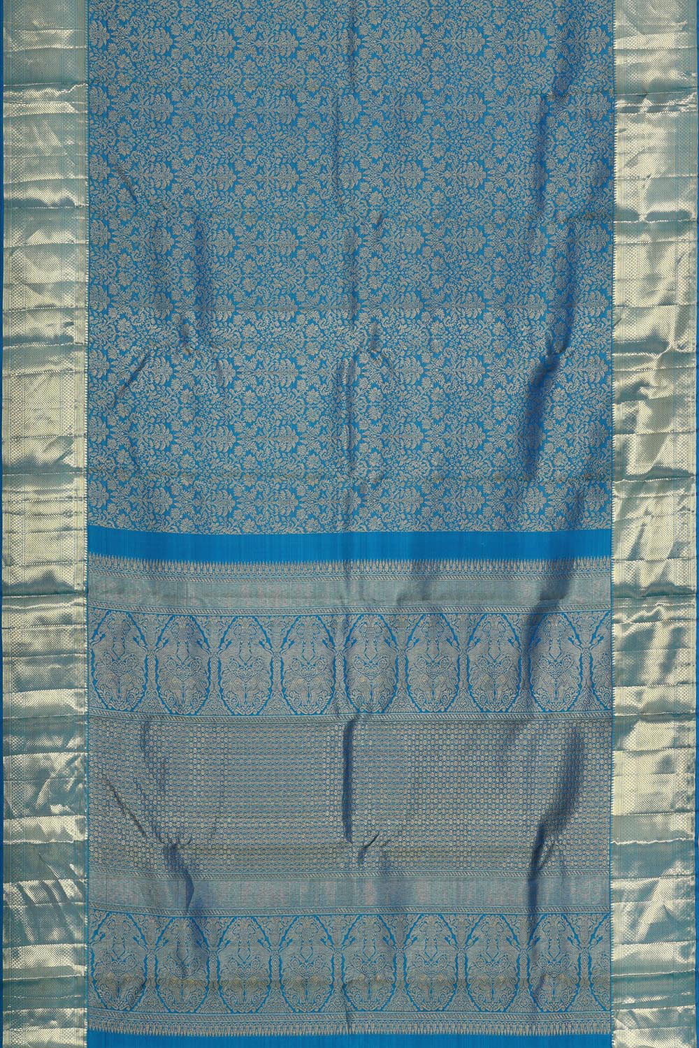 Collection of Kanchipattu Ocean Blue Brocade Saree in a gallery layout