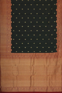 Image of Kanchipattu Dark Olive Green Brocade Saree