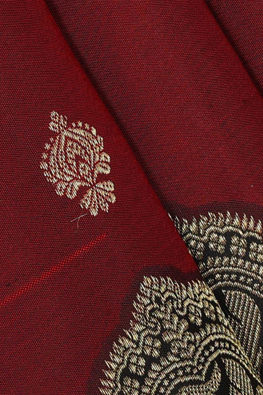 Collection of Kanchipattu Maroon Brocade Saree in a gallery layout