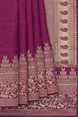 Collection of Kanchipattu Wine Colour Brocade Saree in a gallery layout