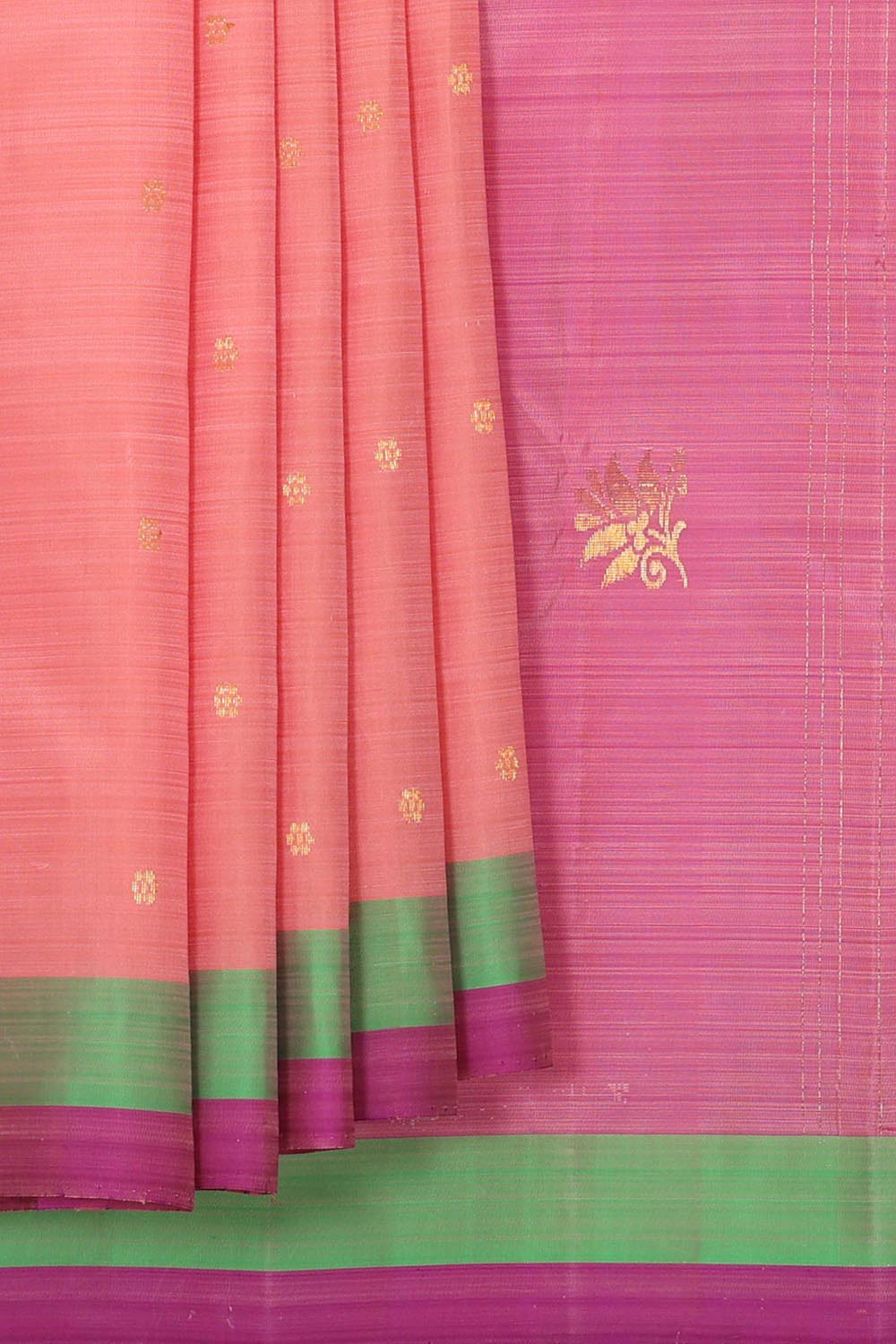 Collection of Kanchipattu Peach Saree in a gallery layout