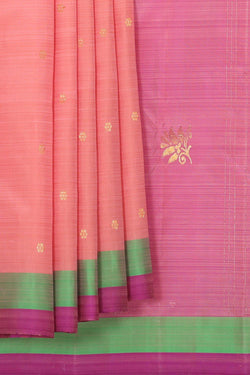 Collection of Kanchipattu Peach Saree in a gallery layout