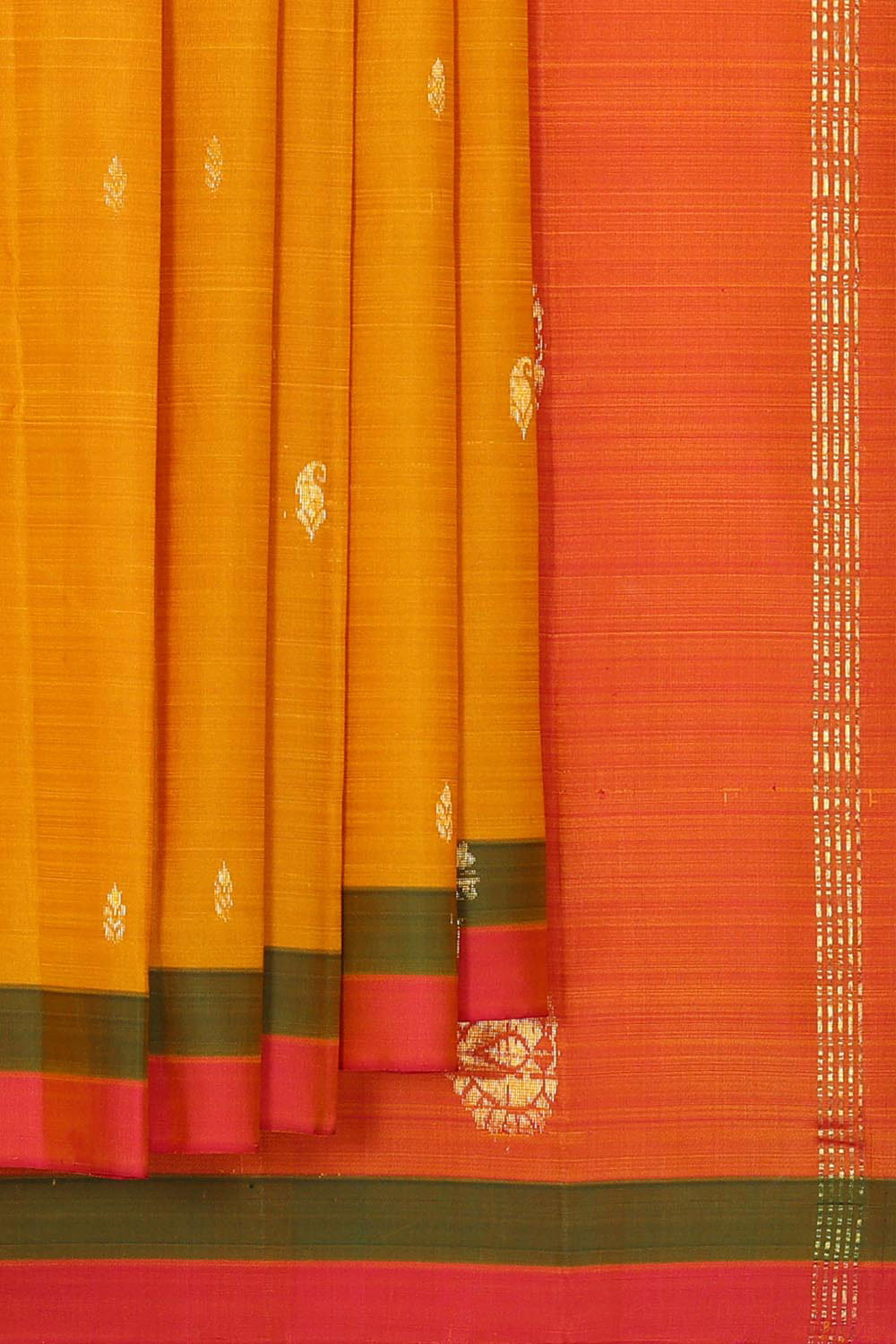 Collection of Kanchipattu Mustard Yellow Saree in a gallery layout