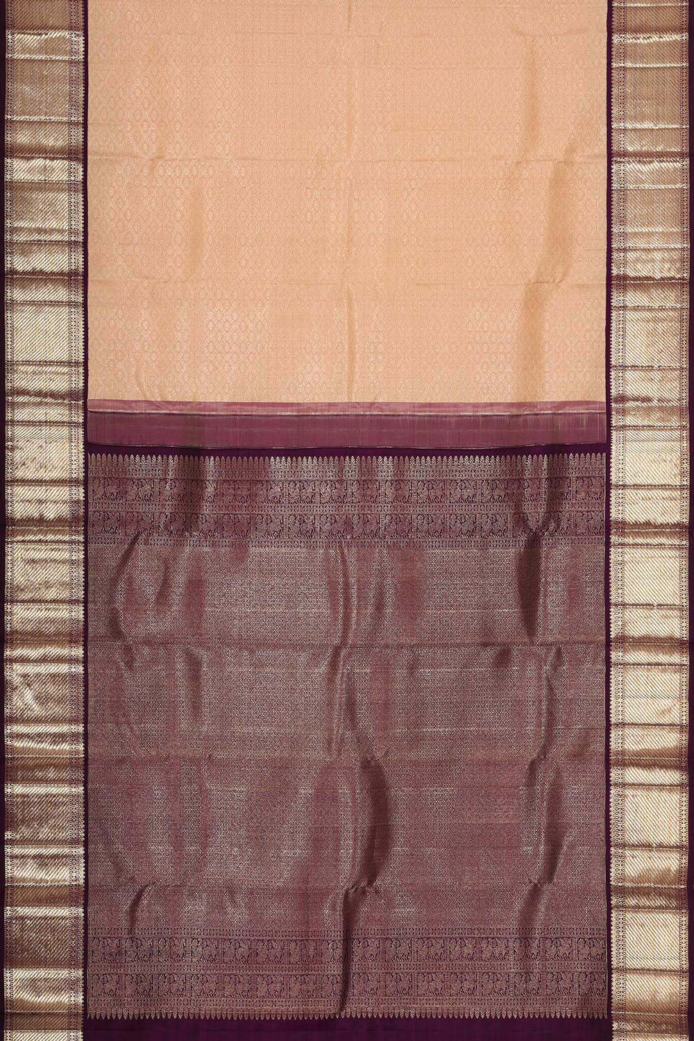 Collection of Kanchipattu Light Peach Brocade Saree in a gallery layout