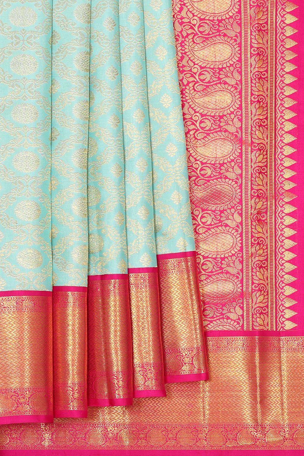 Collection of Kanchipattu Ice Blue Brocade Saree in a gallery layout