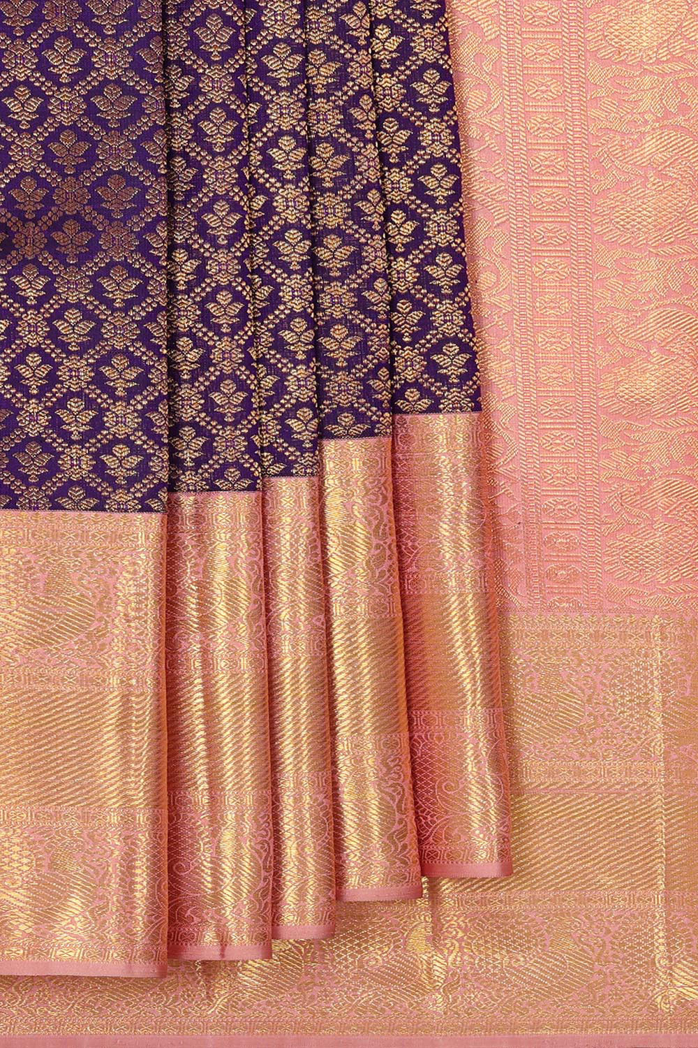 Collection of Kanchipattu Purple Brocade Saree in a gallery layout