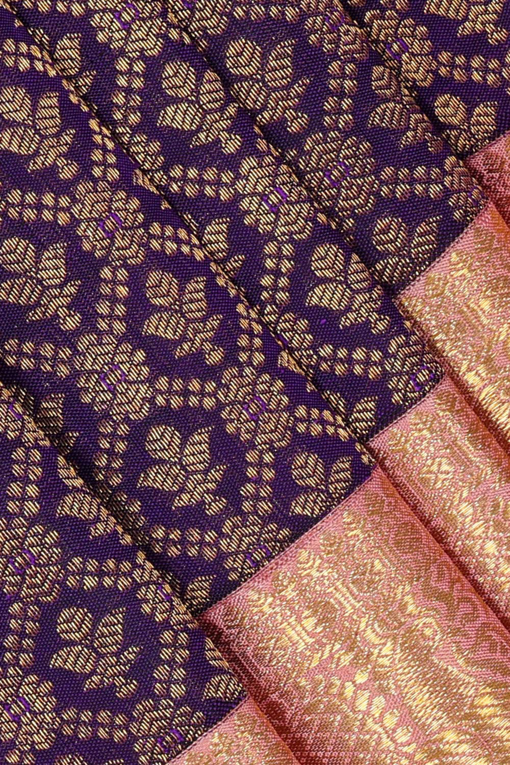 Collection of Kanchipattu Purple Brocade Saree in a gallery layout