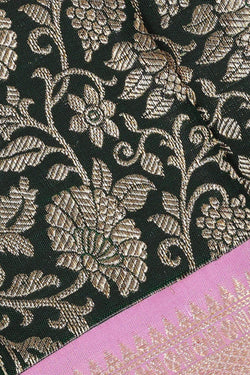 Collection of Kanchipattu Bottle Green Brocade Saree in a gallery layout