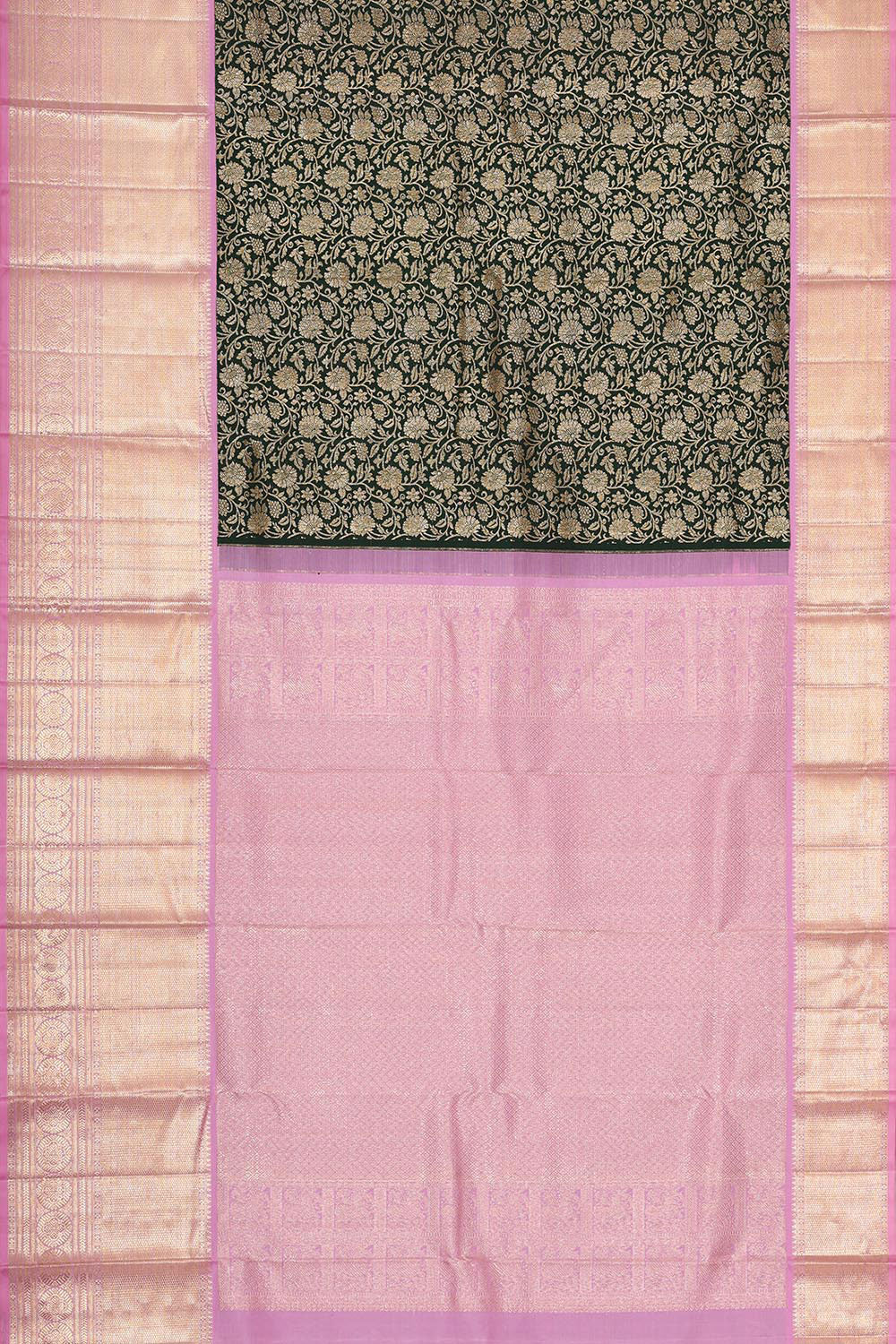 Collection of Kanchipattu Bottle Green Brocade Saree in a gallery layout