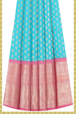 Image of Kanchipattu Sky Blue Pavada Unstitched Set