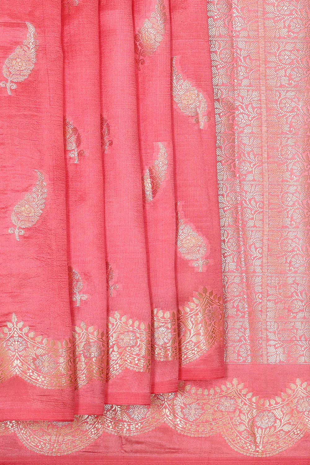 Banarasi Chiniya Silk Peach Pink Saree